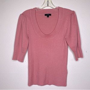 J CREW Rose Pink Puff Sleeve Silk-blend  Sweater